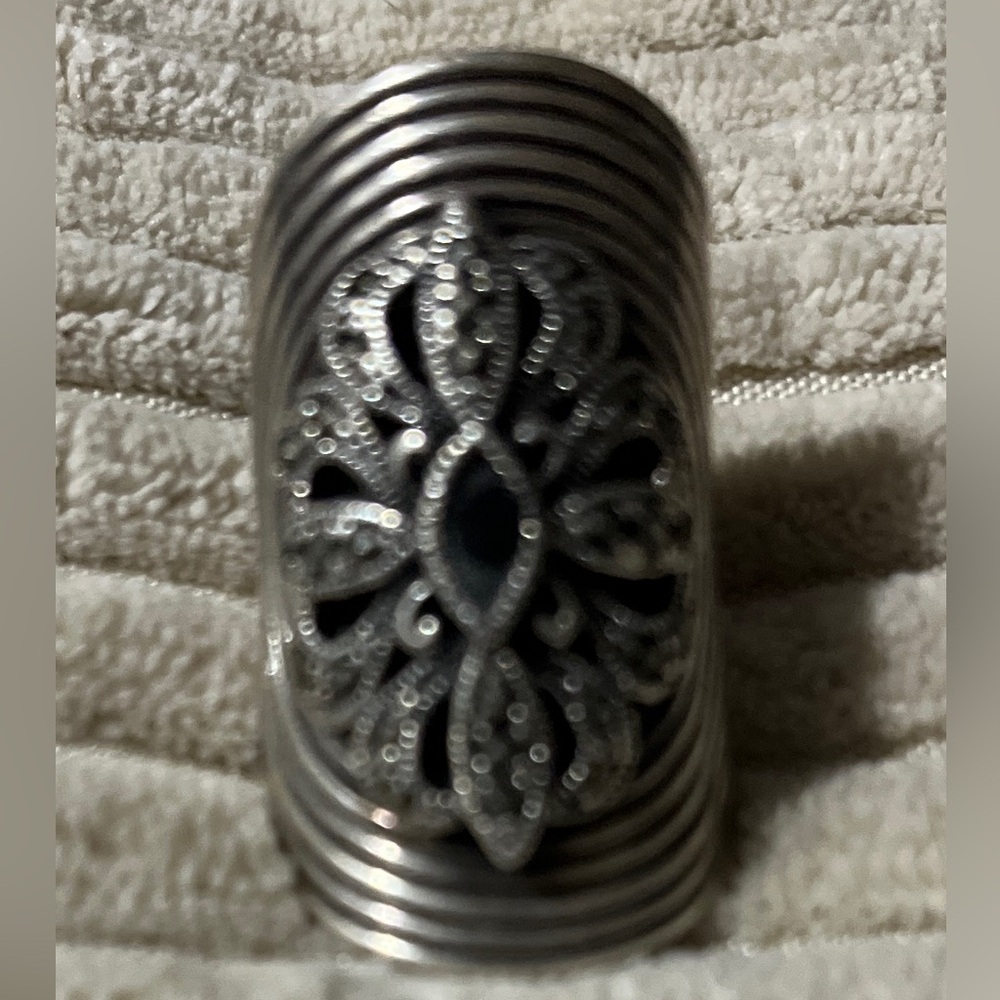 Heavy Vintage Sterling Silver Marquisette Ring